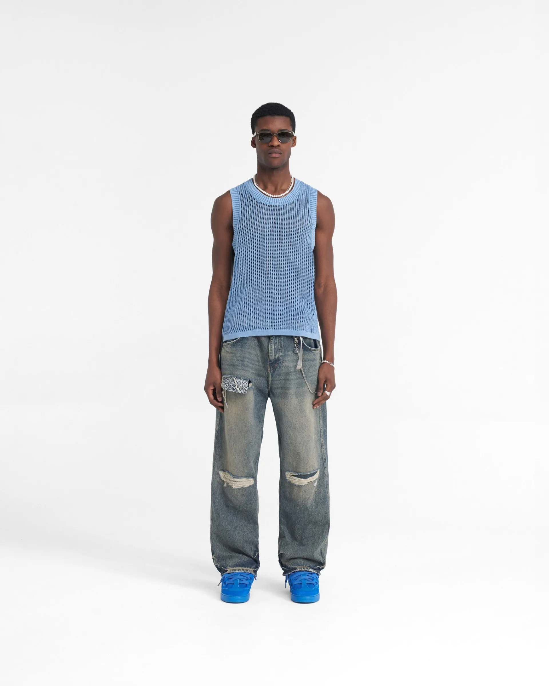 Represent R3D Destroyer Baggy Denim - Blue Cream> Denim
