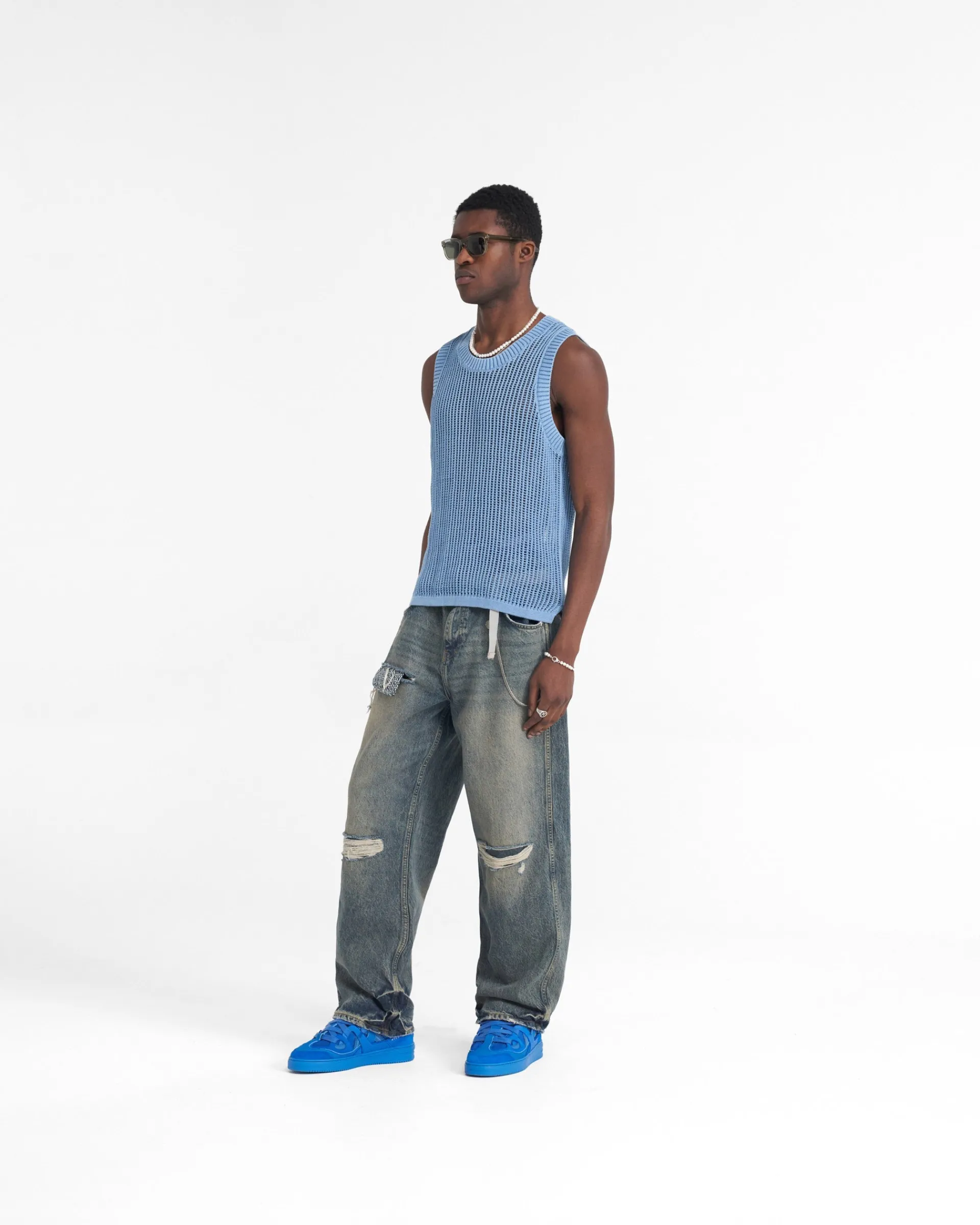 Represent R3D Destroyer Baggy Denim - Blue Cream> Denim