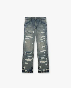 Represent R3D Double Destroyer Baggy Denim - Blue Cream> Denim