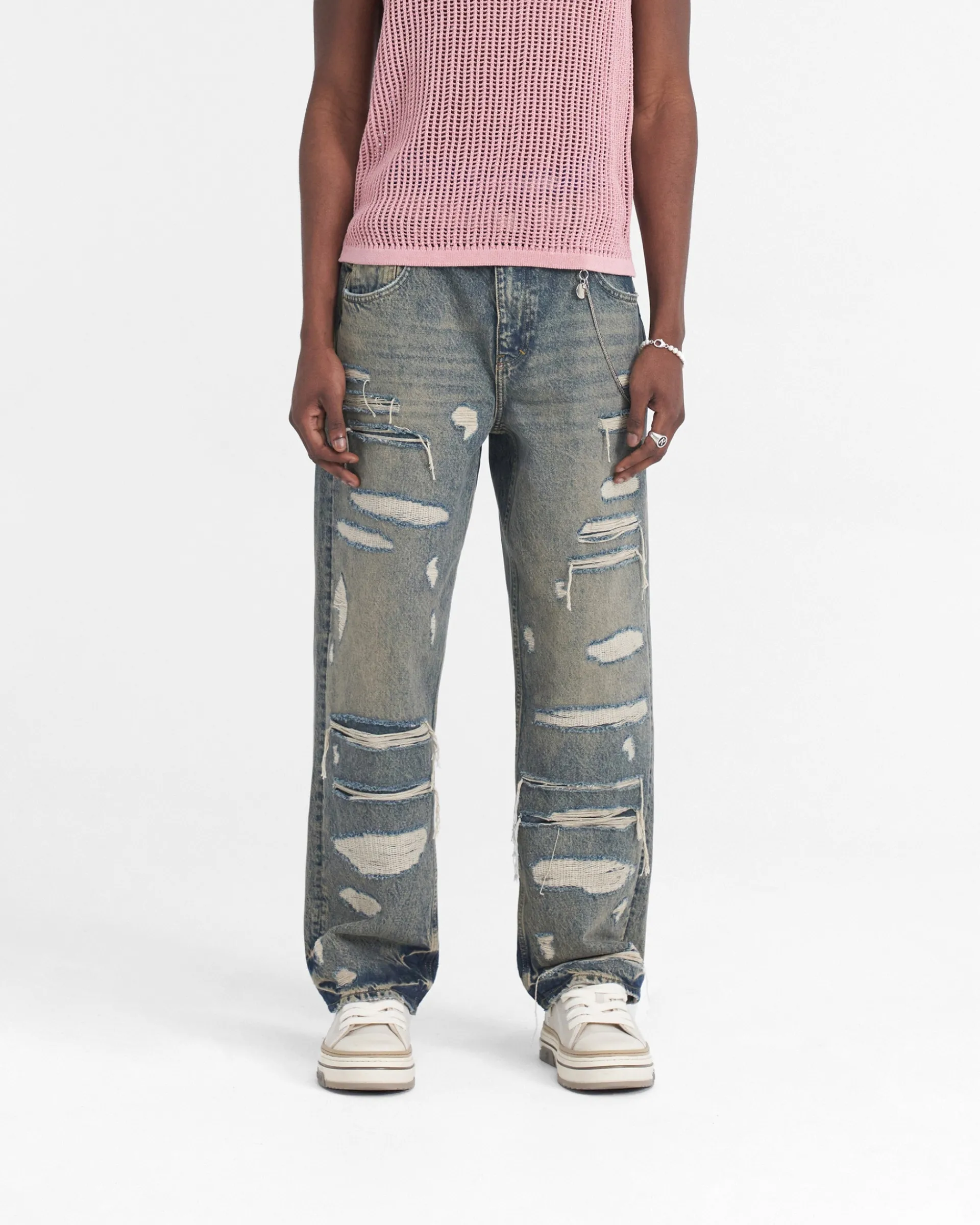Represent R3D Double Destroyer Baggy Denim - Blue Cream> Denim