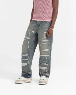 Represent R3D Double Destroyer Baggy Denim - Blue Cream><noscript><img width=
