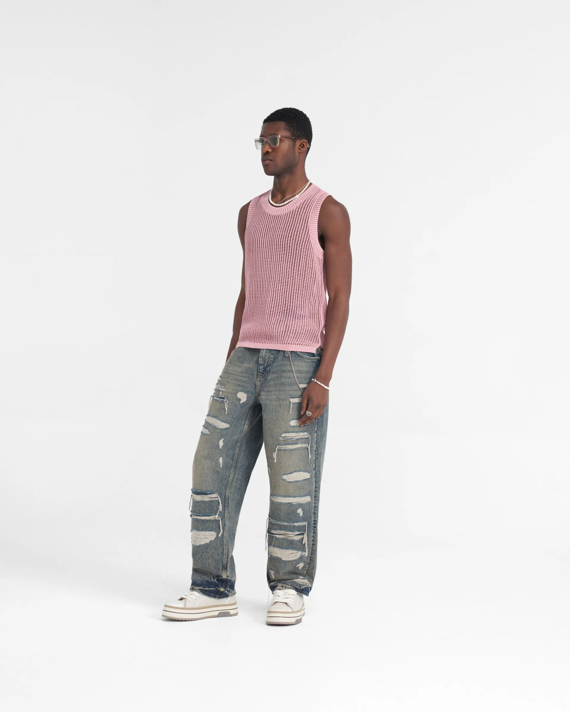 Represent R3D Double Destroyer Baggy Denim - Blue Cream> Denim