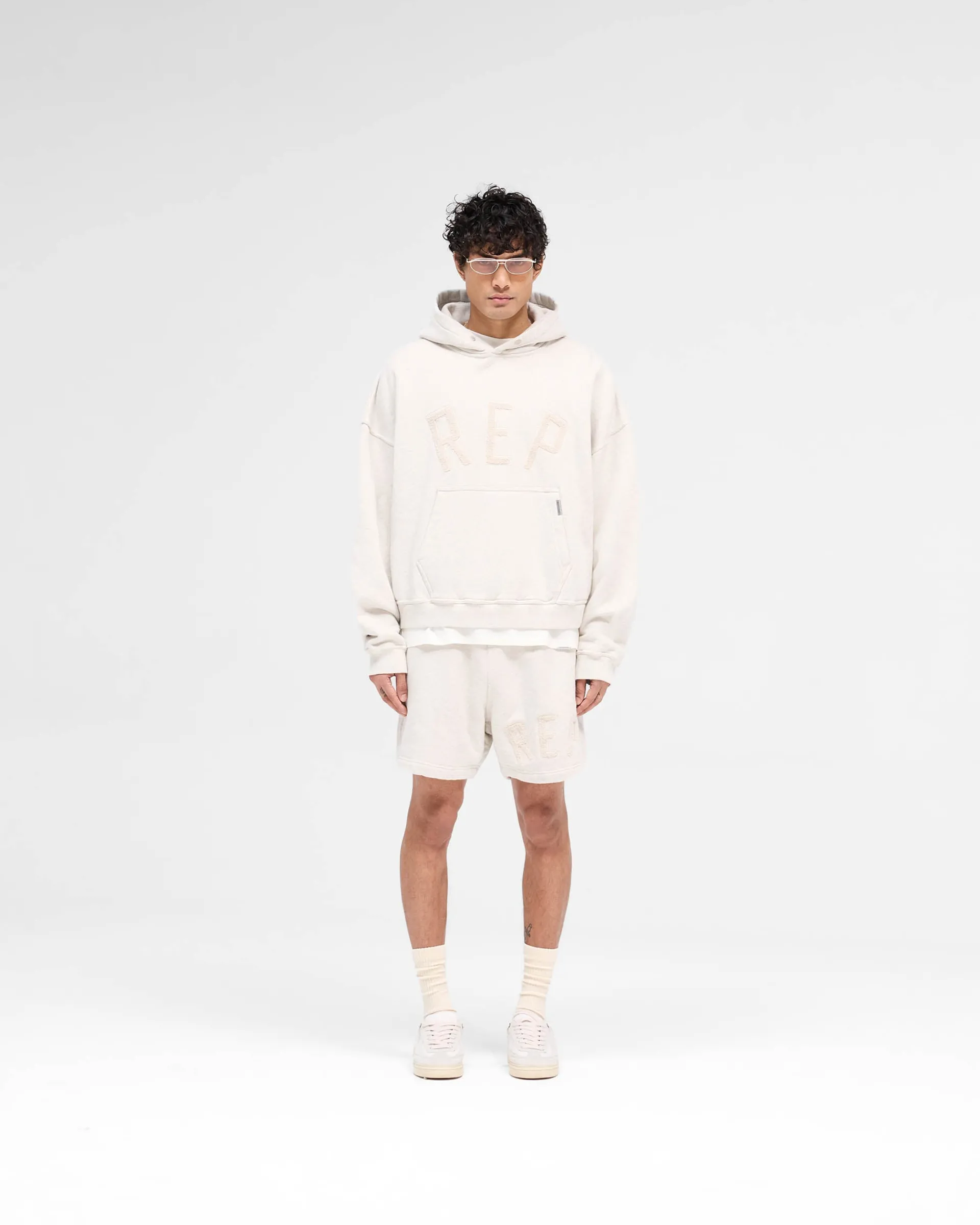 Represent Rep Applique Shorts - Cream Marl> Shorts