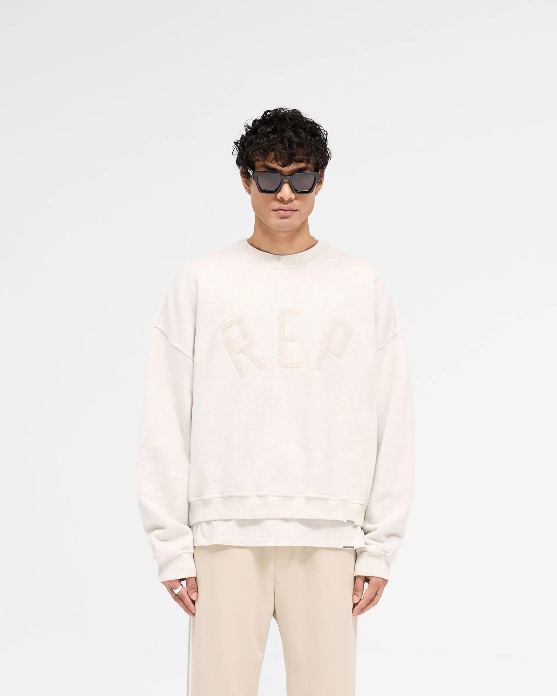 Represent Rep Applique Sweater - Cream Marl> Sweaters