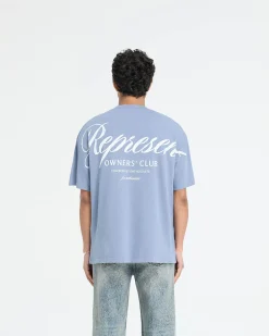 Represent Owners Club Script T-Shirt - Dusty Blue><noscript><img width=