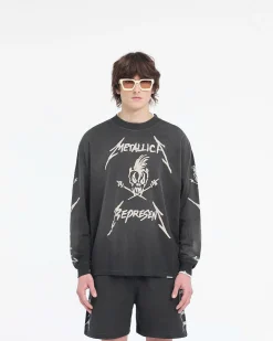 Represent X Metallica Garage Inc Long Sleeve T-Shirt - Stained Black><noscript><img width=