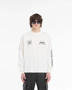 Represent X Metallica Local Crew Long Sleeve T-Shirt - Flat White><noscript><img width=