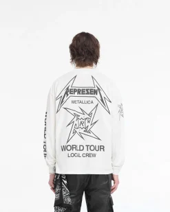 Represent X Metallica Local Crew Long Sleeve T-Shirt - Flat White><noscript><img width=
