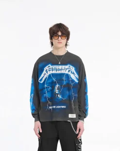 Represent X Metallica Ride The Lightning Long Sleeve T-Shirt - Vintage Grey><noscript><img width=