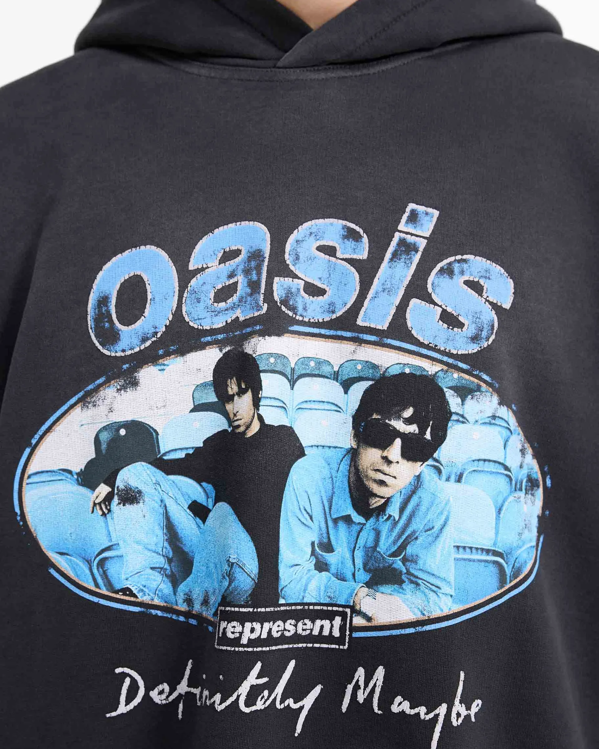 Represent X Oasis Maine Road Hoodie - Washed Black> Hoodies