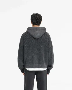 Represent Ribbed Zip Through Hoodie - Jet Black><noscript><img width=