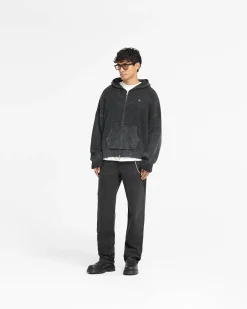 Represent Ribbed Zip Through Hoodie - Jet Black><noscript><img width=