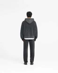 Represent Ribbed Zip Through Hoodie - Jet Black><noscript><img width=