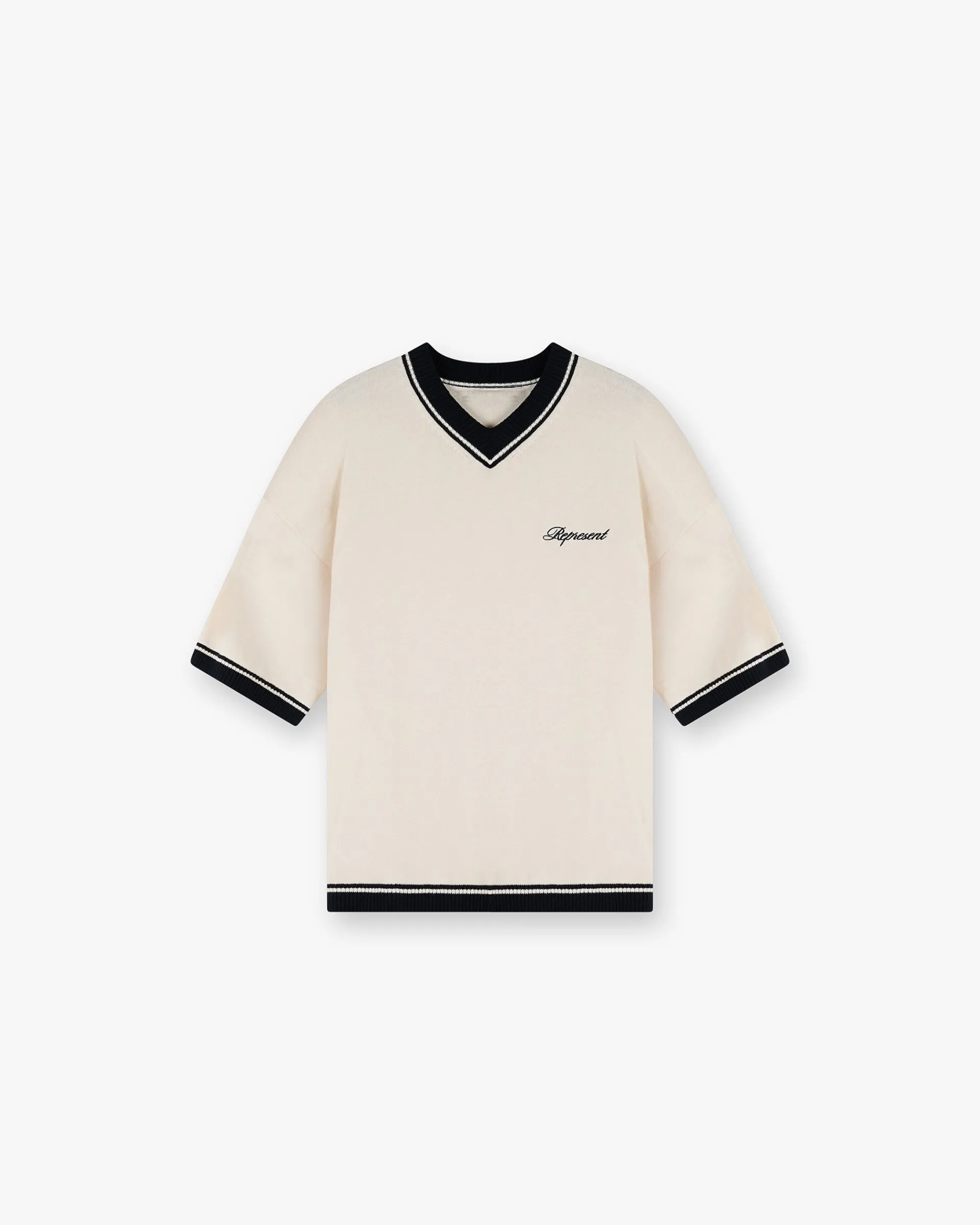 Represent Script Embroidered Knit - Off White> Knitwear