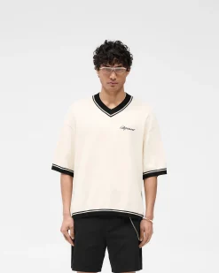 Represent Script Embroidered Knit - Off White><noscript><img width=