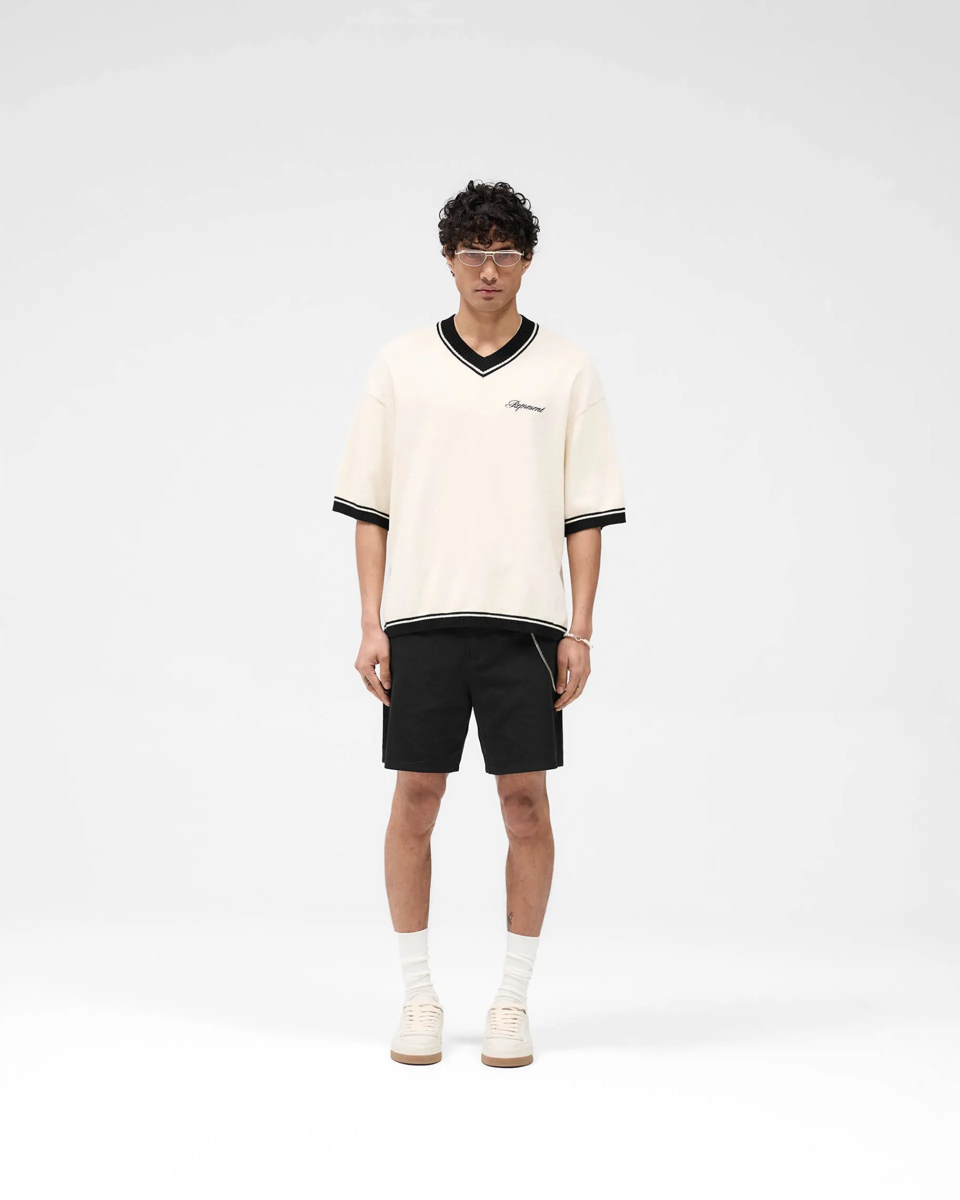 Represent Script Embroidered Knit - Off White> Knitwear