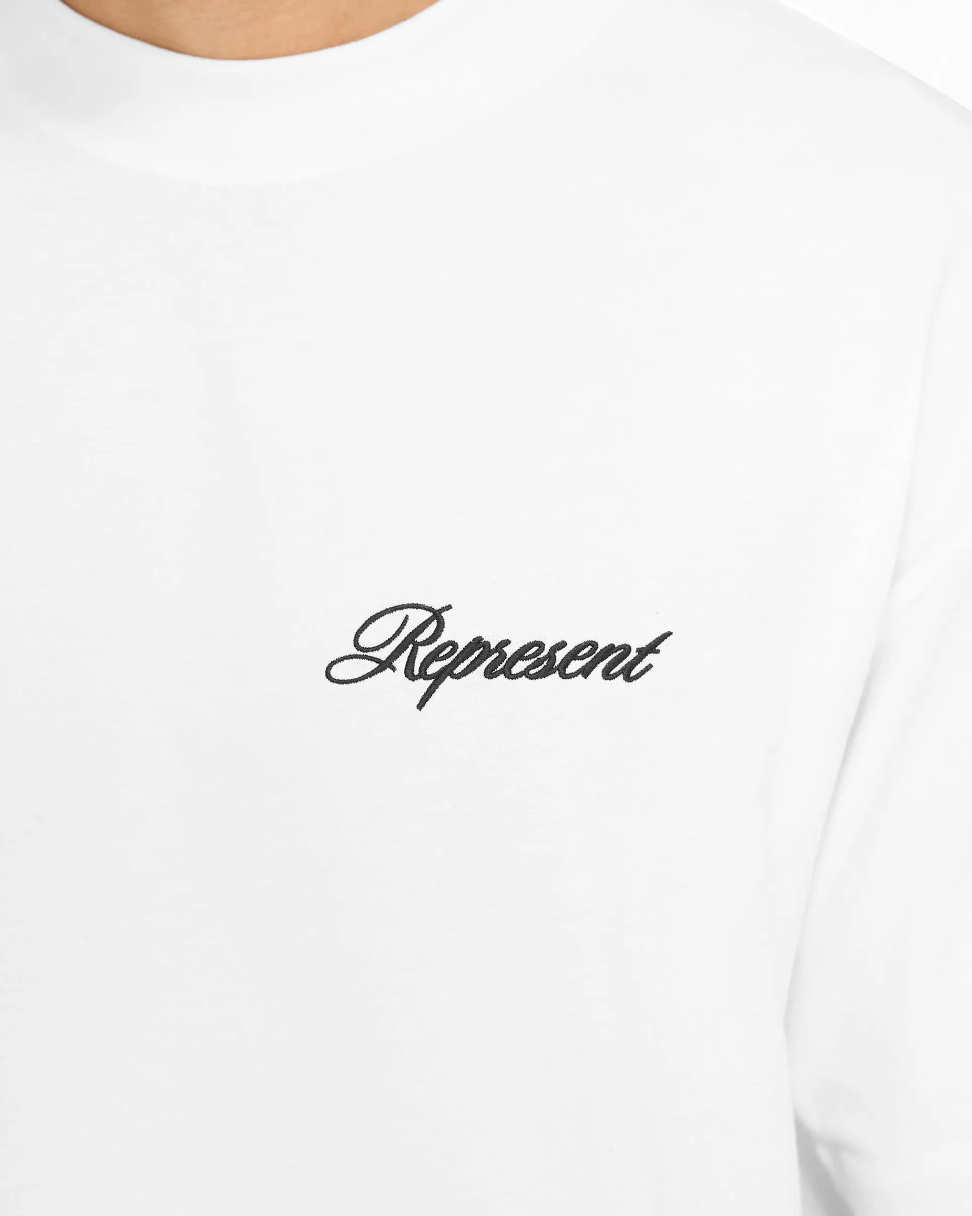 Represent Script Logo T-Shirt - Flat White> T-Shirts