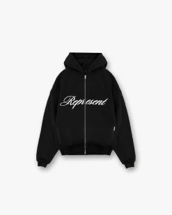 Represent Script Logo Zip Hoodie -> Hoodies