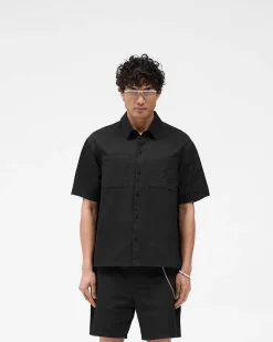 Represent Short Sleeve Cotton Overshirt - Washed Black><noscript><img width=