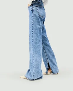 Represent Split Hem Straight Jean - Washed Blue><noscript><img width=