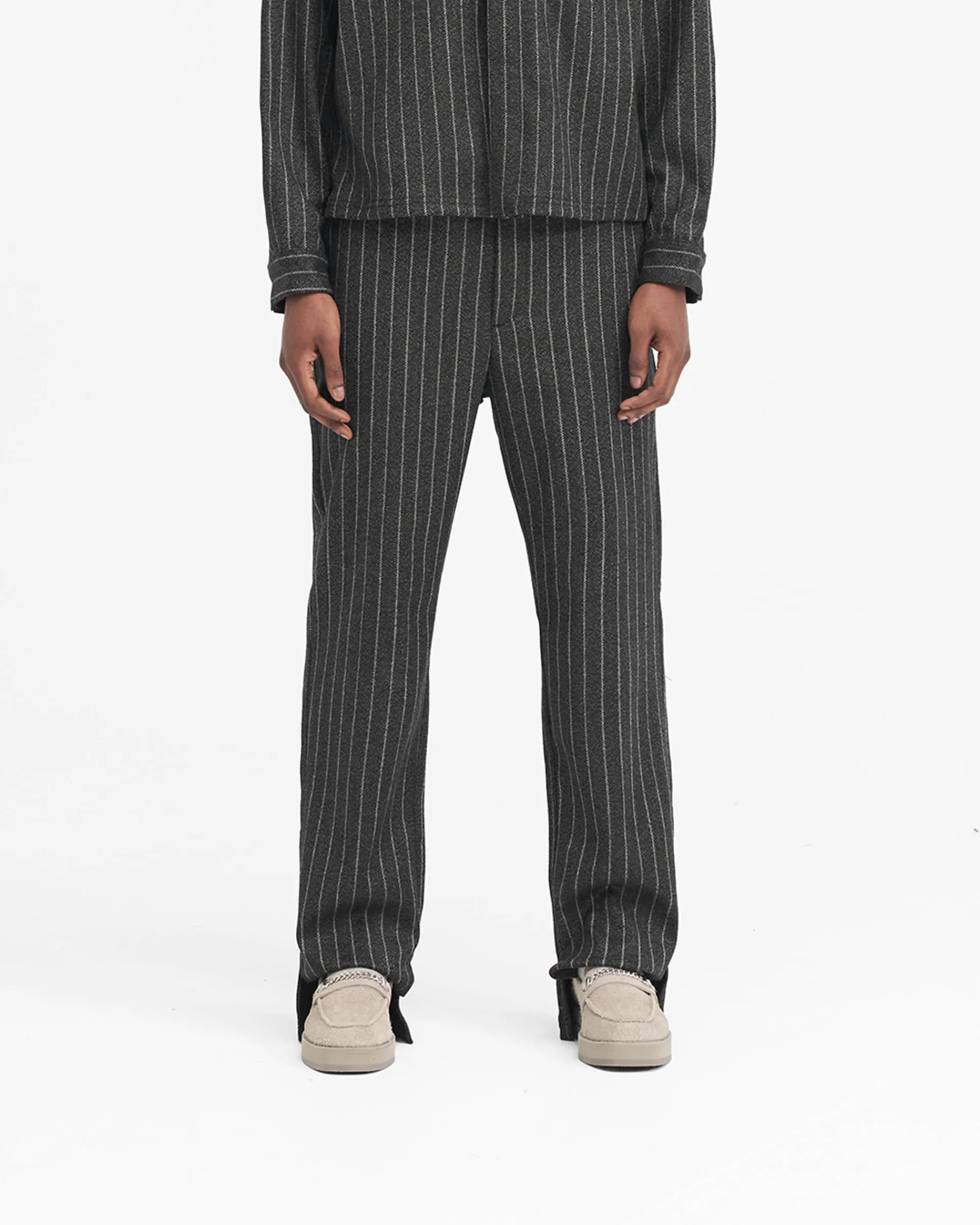 Represent Stepped Hem Pant - Black Pinstripe> Pants