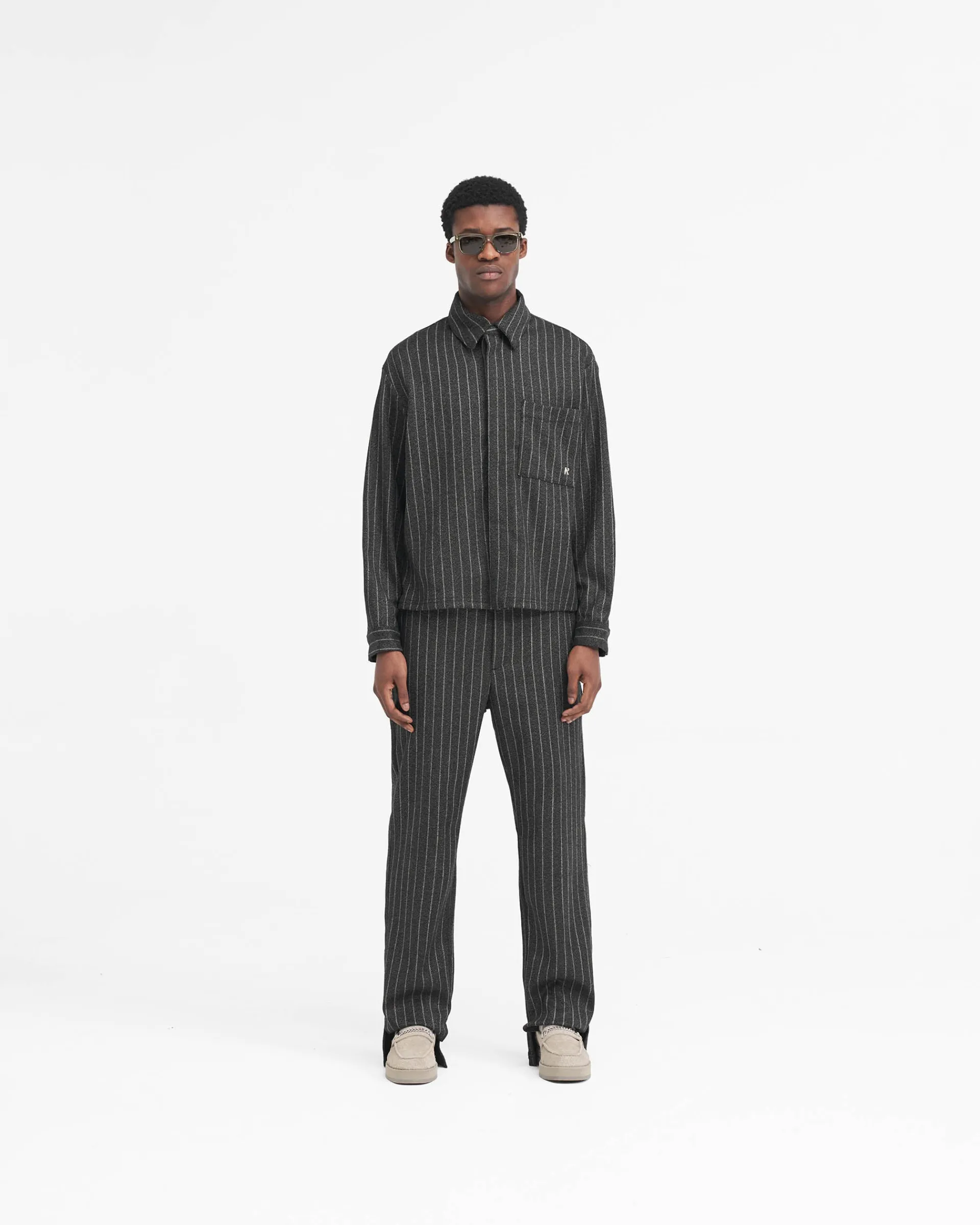 Represent Stepped Hem Pant - Black Pinstripe> Pants