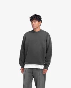 Represent Stepped Hem Sweatshirt - Stained Black><noscript><img width=