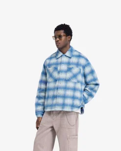 Represent Textured Overshirt - Electric Blue> Shirts