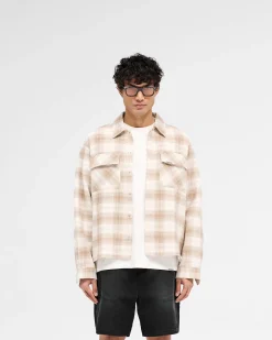 Represent Waffle Flannel Shirt - Mid Brown><noscript><img width=
