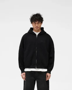Represent Waffle Zip Through Hoodie - Jet Black><noscript><img width=